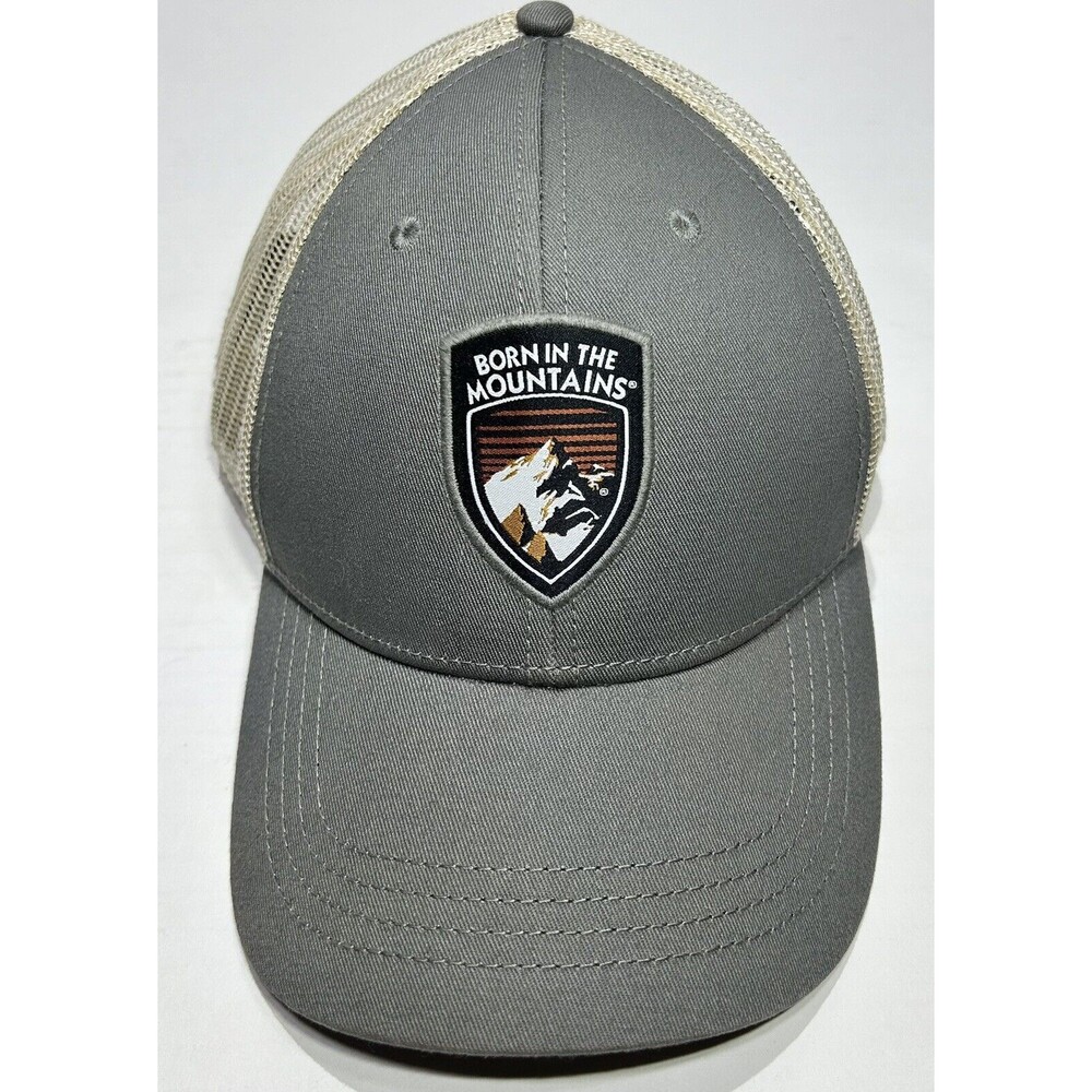Kuhl Hat Cap Snap Back Grey Canvas Mesh Trucker Mountain Logo Adult